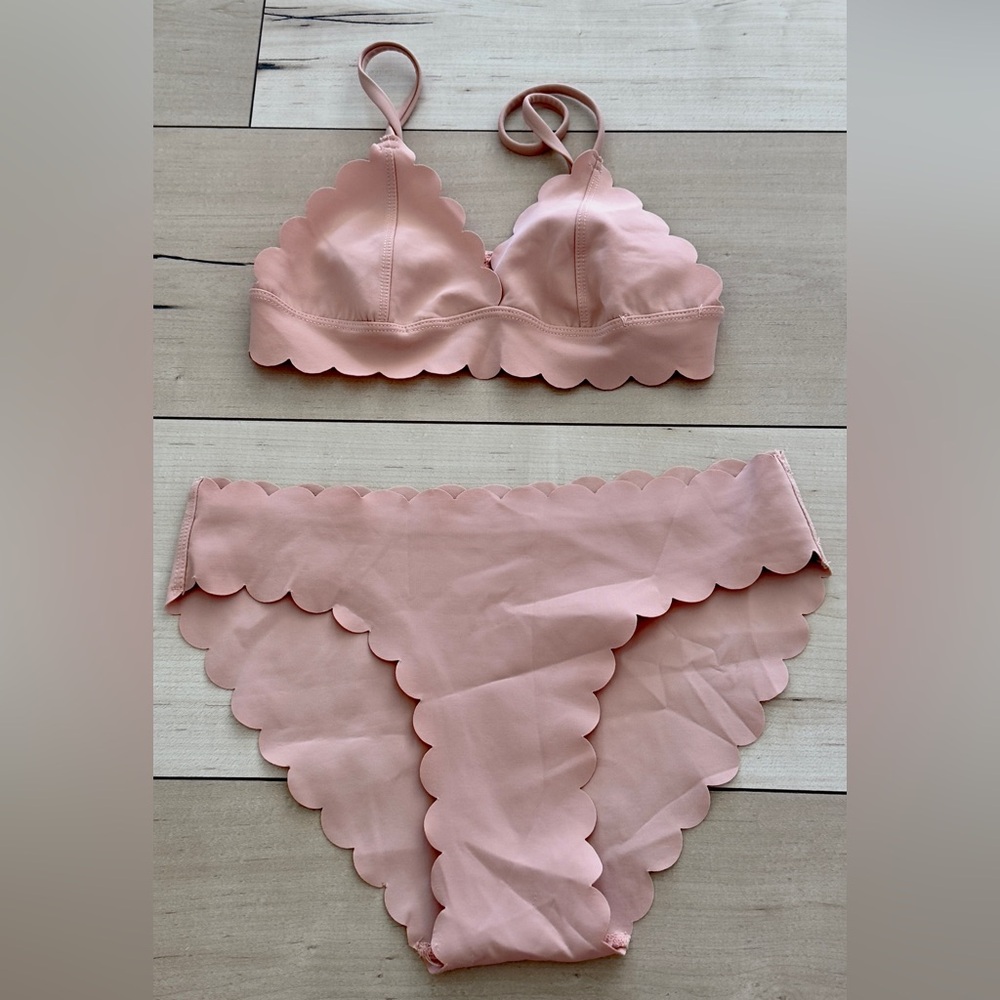 Missguided Scalloped Blush Pink Bikini Set